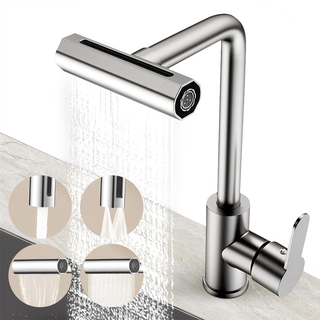 HASTHIP Kitchen Faucet 4 in 1 Water Saving Faucet Modern Stainless Steel Sink Faucet with 4 Modes Waterfall Watering Faucet Jetting Faucet 360° Rotatable Mix Water Sink Faucet with 60cm Water Pipe HASTHIP Kitchen Faucet 4 in 1 Water Saving Faucet Modern Stainless Steel Sink Faucet with 4 Modes Waterfall Watering Faucet Jetting Faucet 360° Rotatable Mix Water Sink Faucet with 60cm Water Pipe